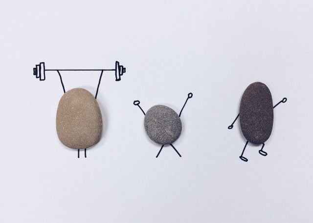 Rocks weightlifting and sprinting